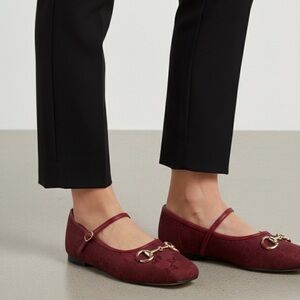 🆕 Women's Burgundy Monogram Ballerina Flats